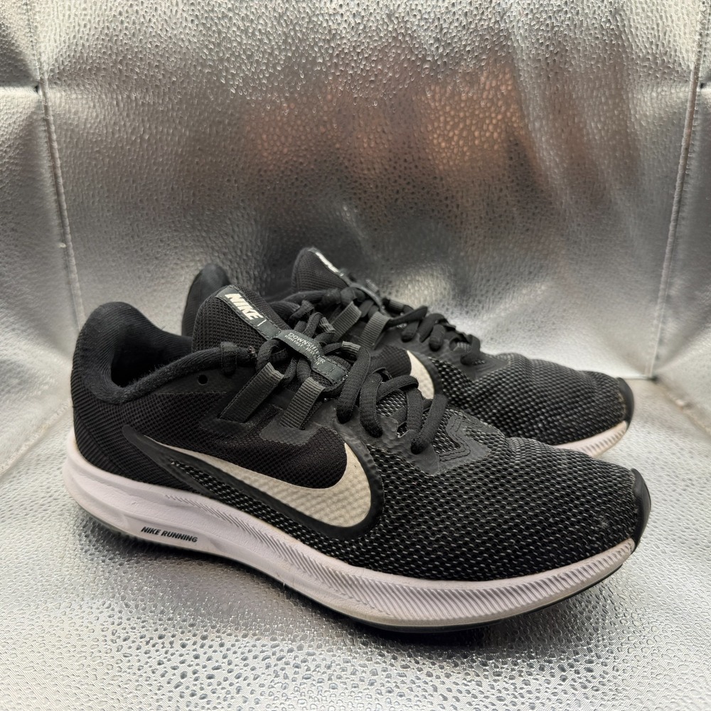 Size 6.5 Nike Downshifter 9 Black White Womens Lace Up Running Shoes AQ7486-001